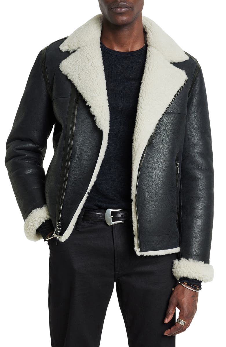 John Varvatos Genuine Shearling Biker Jacket, Main, color, 