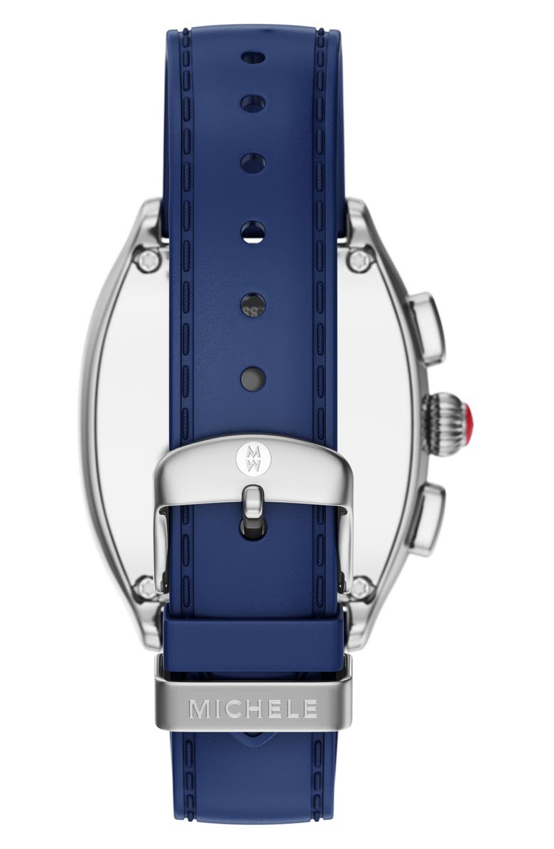 MICHELE Releve Sport Silicone Strap Watch, 35mm, Alternate, color, Silver