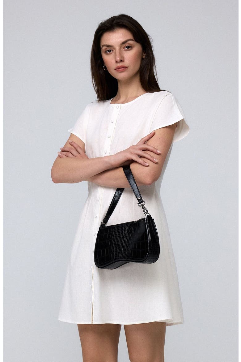 Flora Pleated Shirt Dress, Alternate, color, White