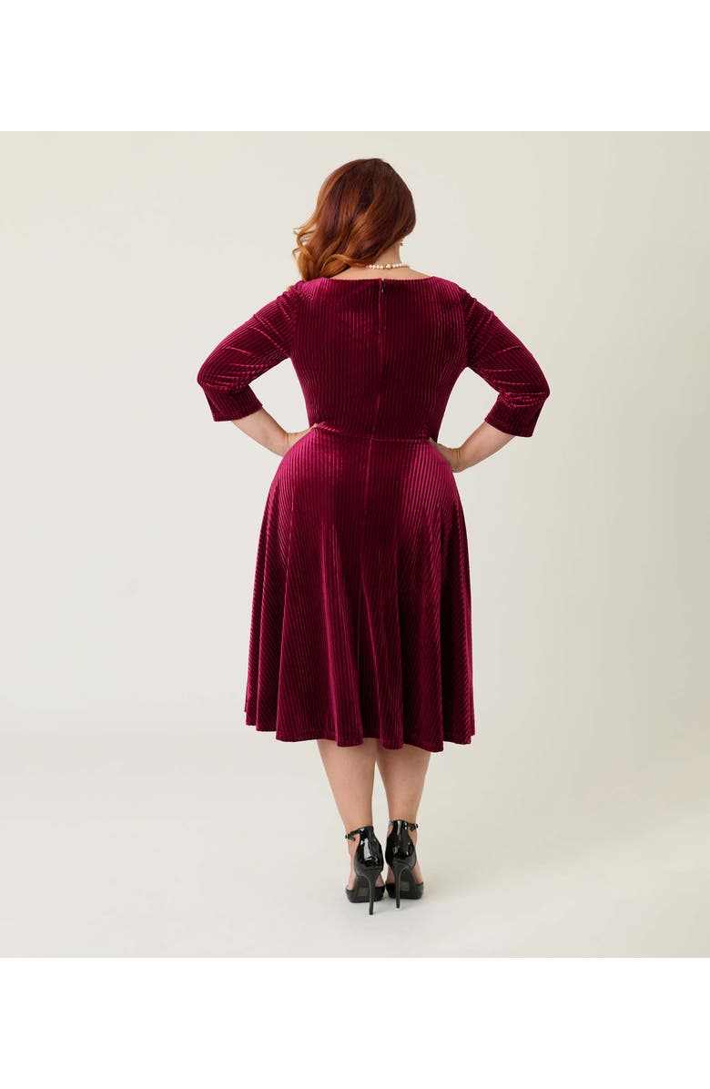 Unique Vintage Plus Size Pleated Bust Swing Dress, Alternate, color, Merlot