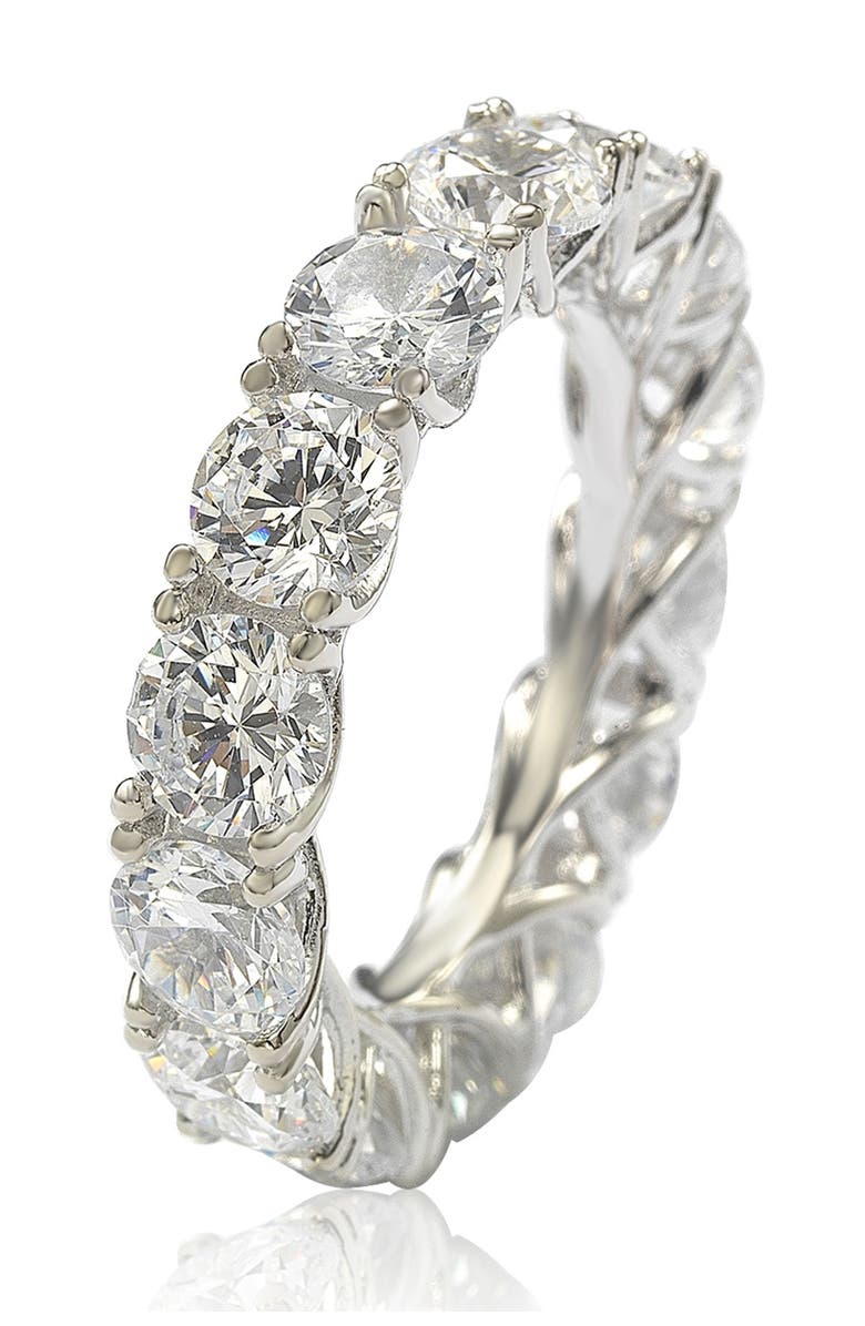 SUZY LEVIAN Sterling Silver Cubic Zirconia Eternity Band Ring, Alternate, color, White