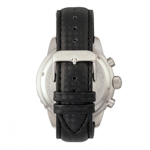 Morphic M51 Series Chronograph Leather-band Watch W/date In Silver/black