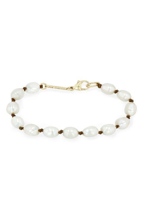 14k Gold Baroque Pearl Cord Bracelet