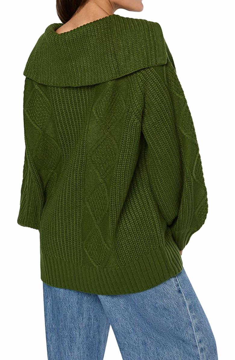 WeWoreWhat Chunky Cable Knit Zip Up Jacket, Alternate, color, Hunter Green