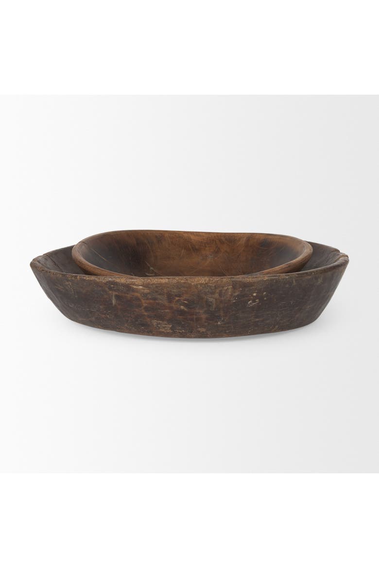 Nikita Set of 2 Reclaimed Wood Bowls, Alternate, color, Brown