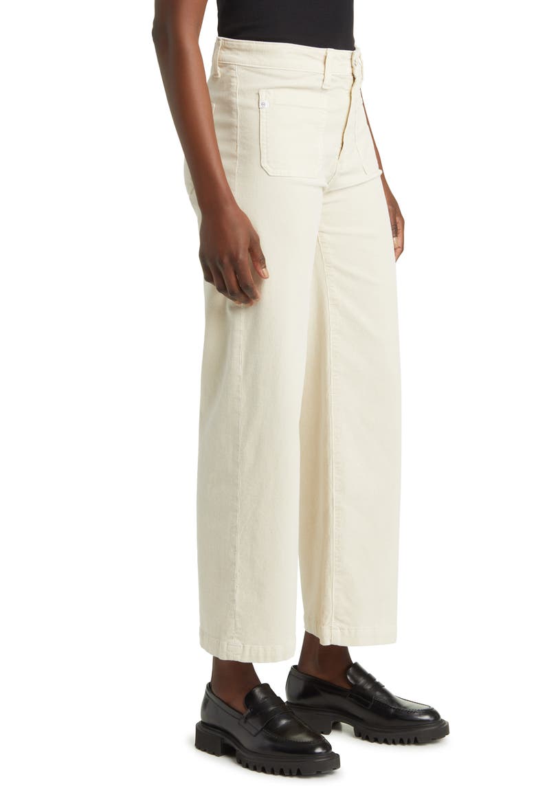 Kassie Patch Pocket High Waist Ankle Wide Leg Corduroy Pants, Alternate, color, SULFUR CREAM FR