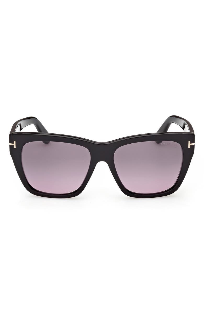 TOM FORD Flynn 55mm Gradient Butterfly Sunglasses, Main, color, Black / Gradient Smoke