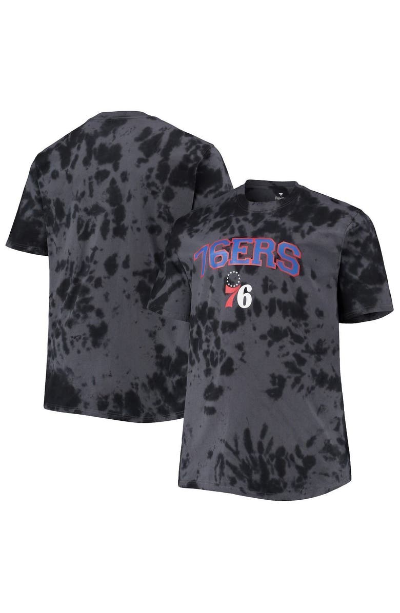 PROFILE Men's Black Philadelphia 76ers Big & Tall Marble Dye Tonal Performance T-Shirt, Main, color, Black