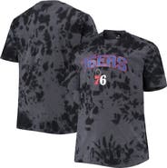PROFILE Men's Black Philadelphia 76ers Big & Tall Marble Dye Tonal Performance T-Shirt