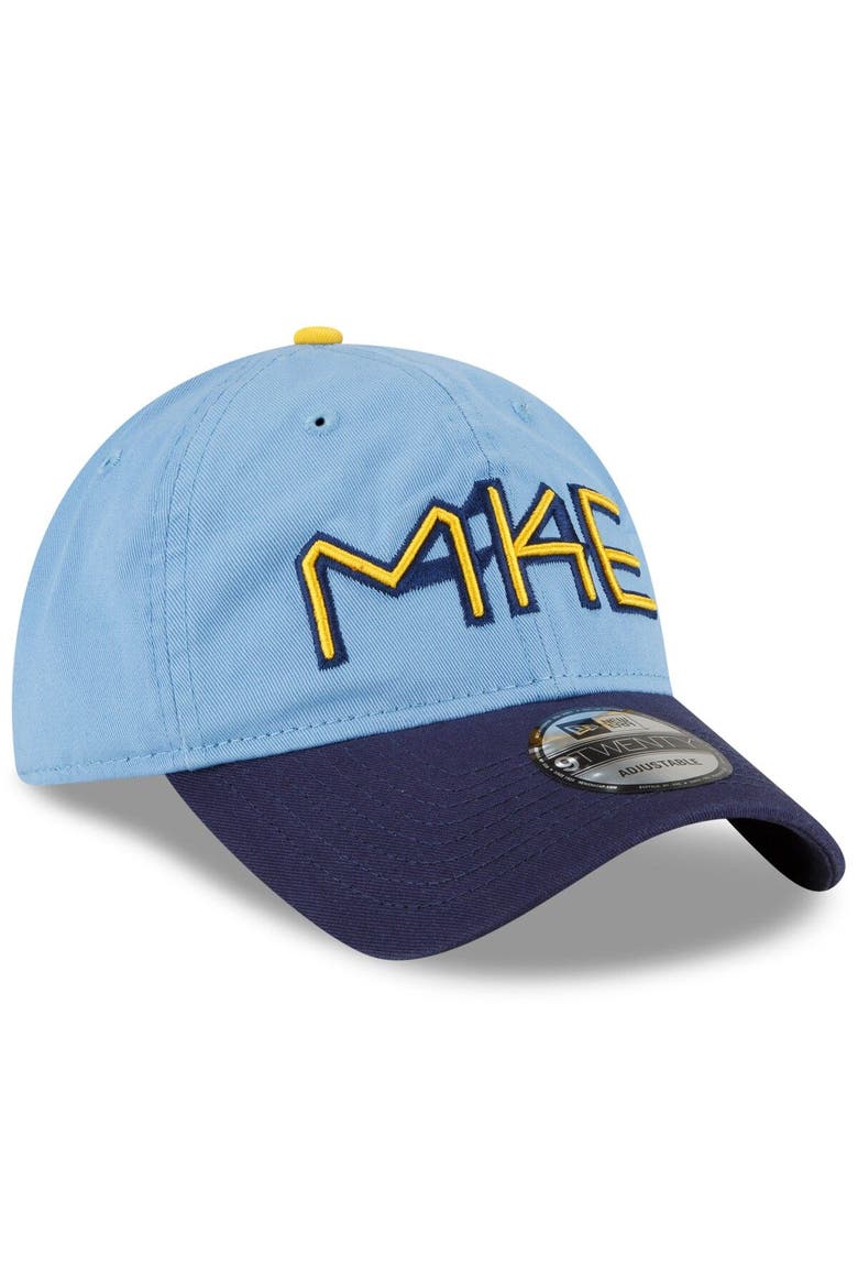 Men's New Era Powder Blue Milwaukee Brewers 2022 City Connect 9TWENTY Adjustable Hat, Alternate, color, Light Blue