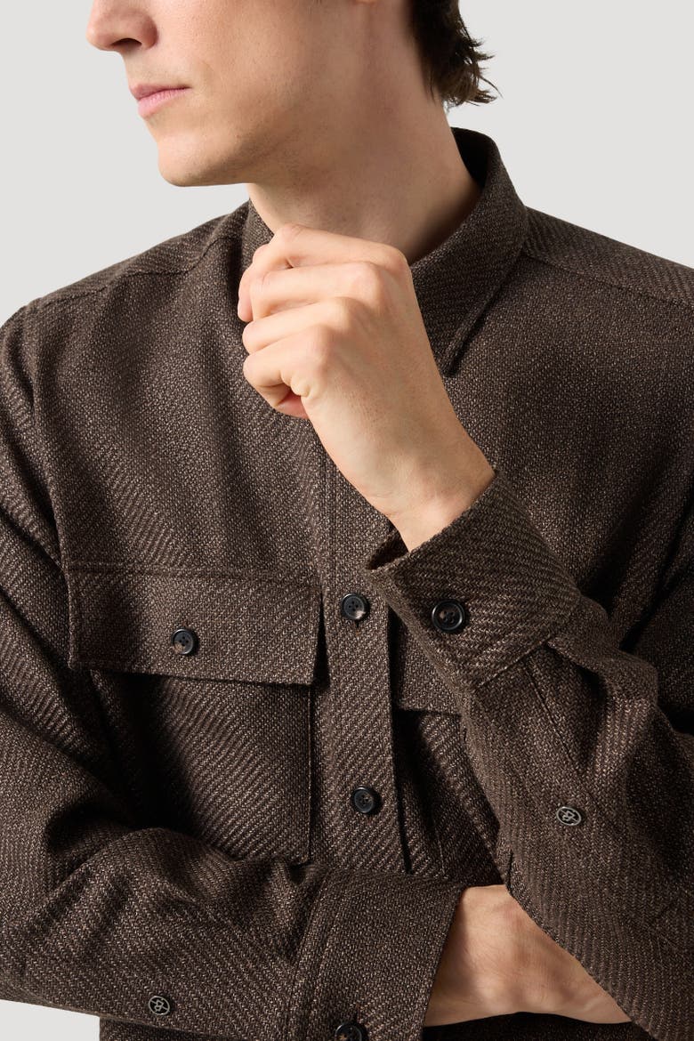 Virgin Wool-Linen Mix Shirt Heiko, Alternate, color, Dark brown