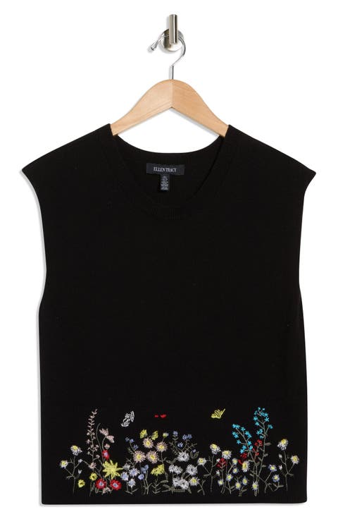 Embroidered Sleeveless Sweater