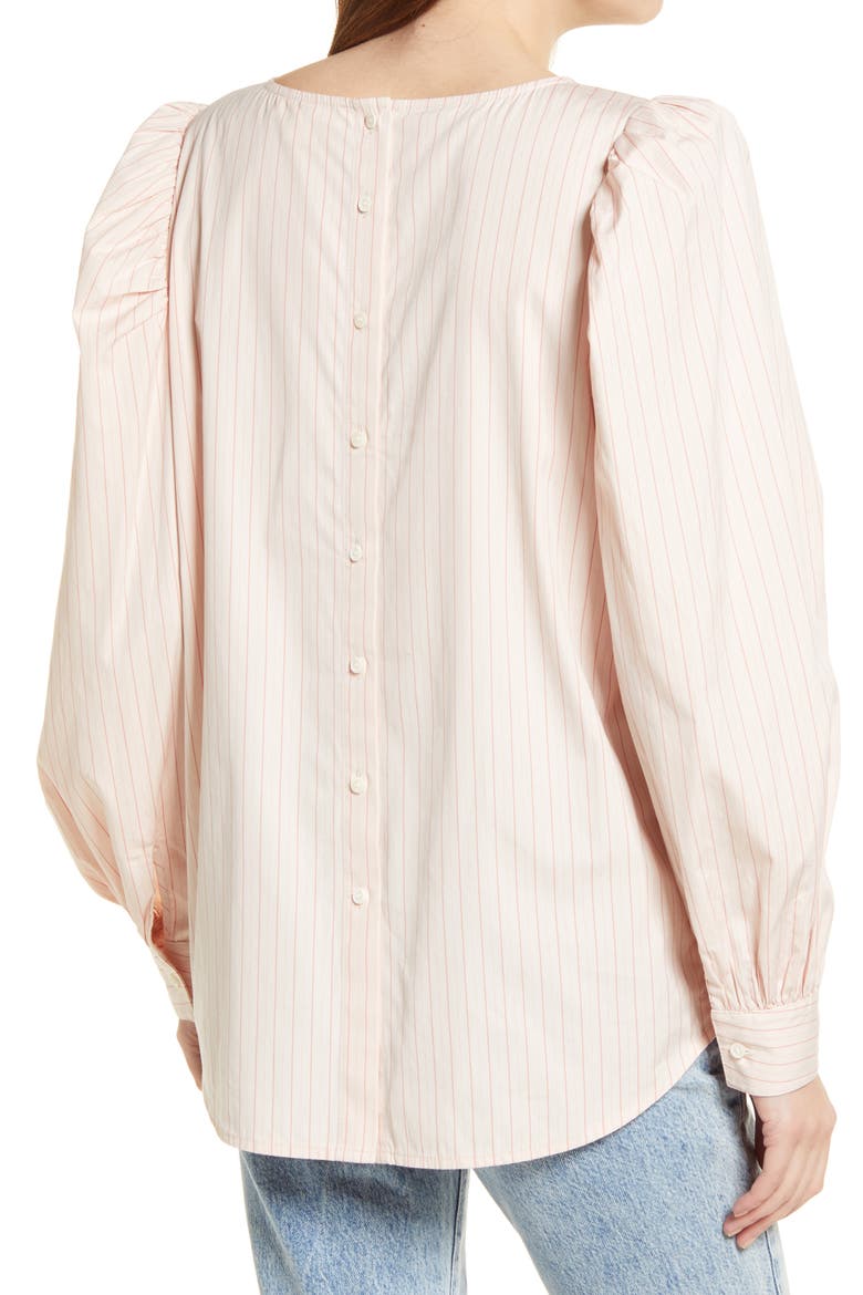 Stripe Bateau Neck Cotton Poplin Top, Alternate, color, PINK MARTA STRIPE