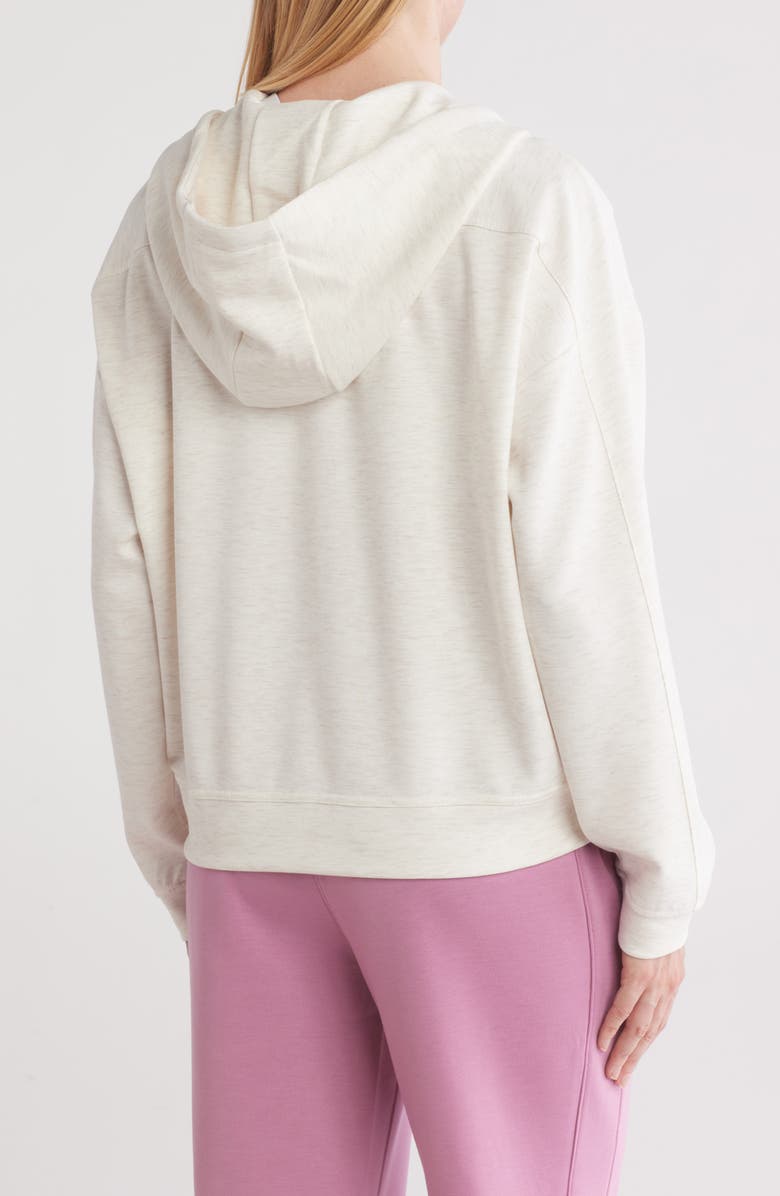 90 DEGREE BY REFLEX Trace Scuba Knit Zip Hoodie, Alternate, color, Heather Seaside Sand