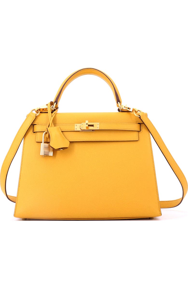 Pre-Owned Hermes Kelly Handbag Yellow Epsom with Gold Hardware 25, Main, color, Jaune Ambre