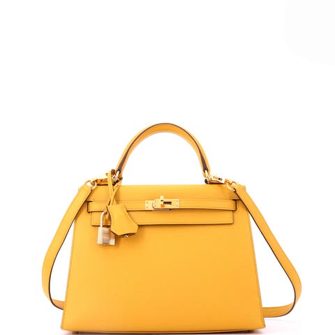 Kelly Handbag Yellow Epsom with Gold Hardware 25