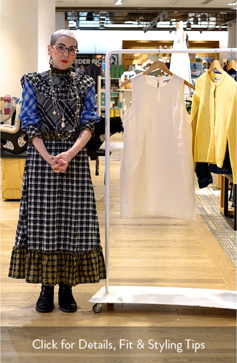 Embroidered Linen Mini Shift Dress, sales video thumbnail