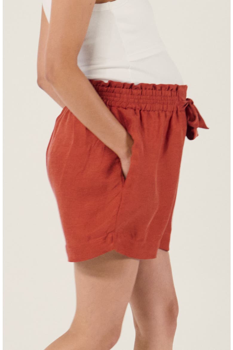 Maternity Twill Smock Shorts Nubie, Alternate, color, Copper