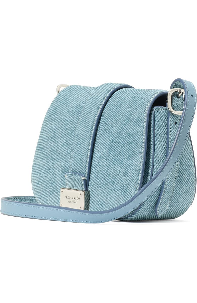 Kate Spade New York mini nouveau denim suede saddle crossbody bag, Alternate, color,