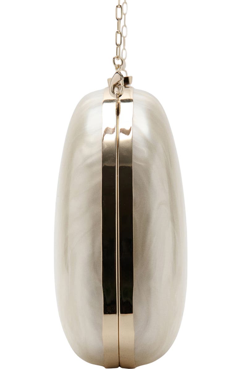 MANGO Oval Frame Clutch, Alternate, color, Ice Grey