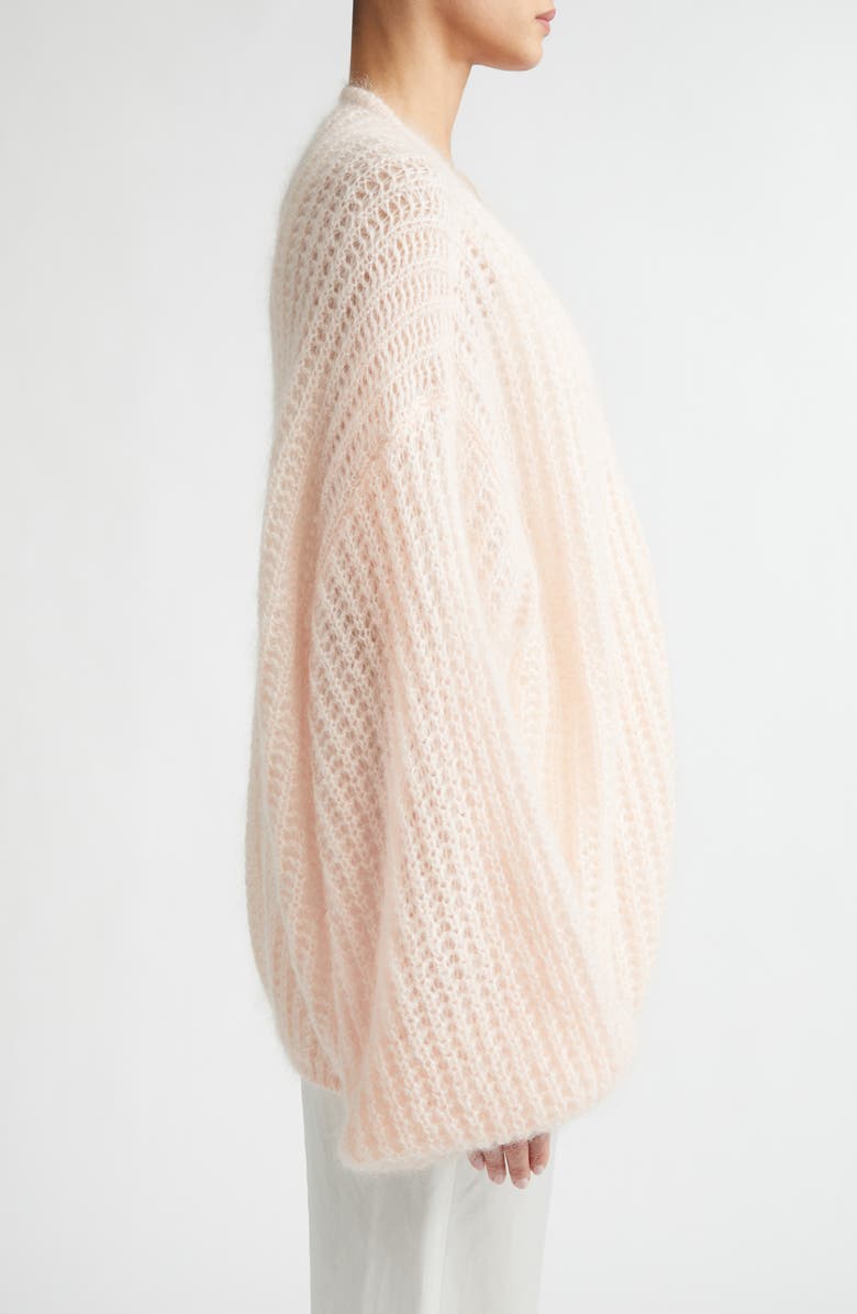 TOTEME Puff Mohair & Wool Blend Open Stitch Cardigan, Alternate, color, Bloom