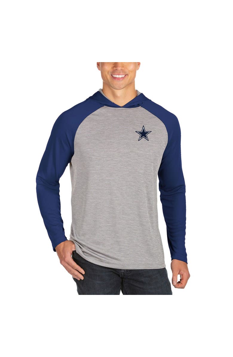 ANTIGUA Men's Antigua Heathered Gray/Navy Dallas Cowboys Men's Cannon Pullover Hoodie, Alternate, color, 