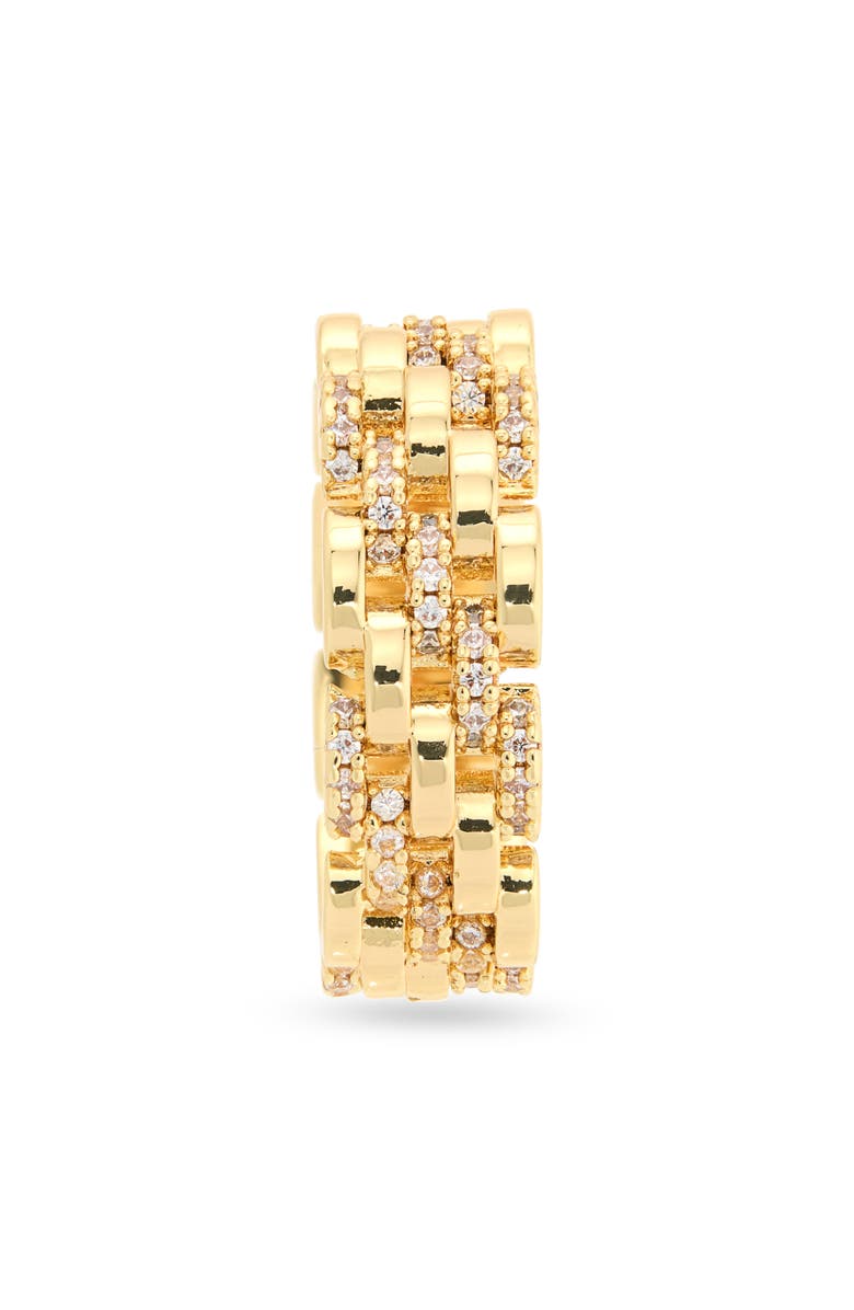 Sterling Forever Jazlyn Cubic Zirconia Watchband Chain Ring, Alternate, color, Gold
