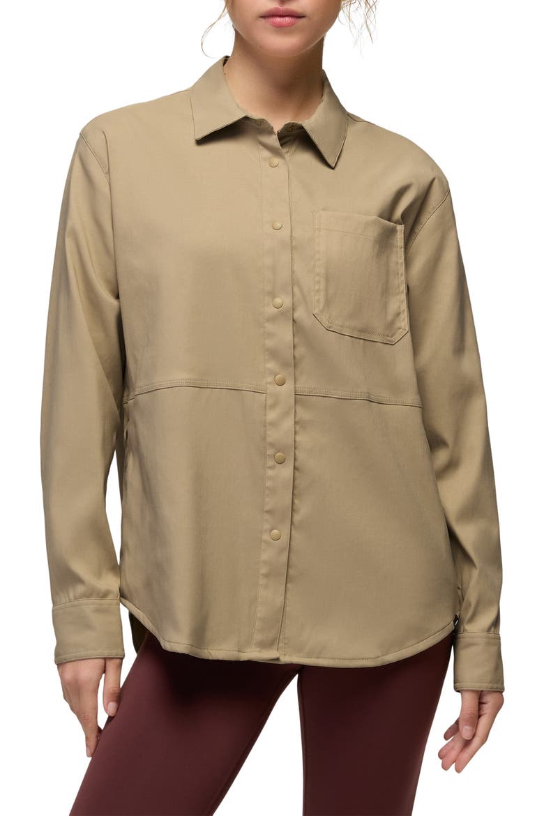 Stretch Zion Long Sleeve Performance Shirt, Main, color, SANDBAR