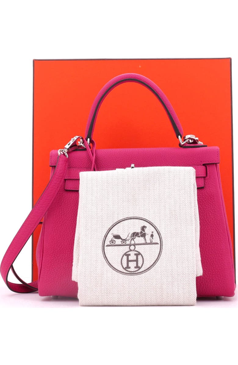 Pre-Owned Hermes Kelly Handbag Pink Togo with Palladium Hardware 25, Alternate, color, Framboise