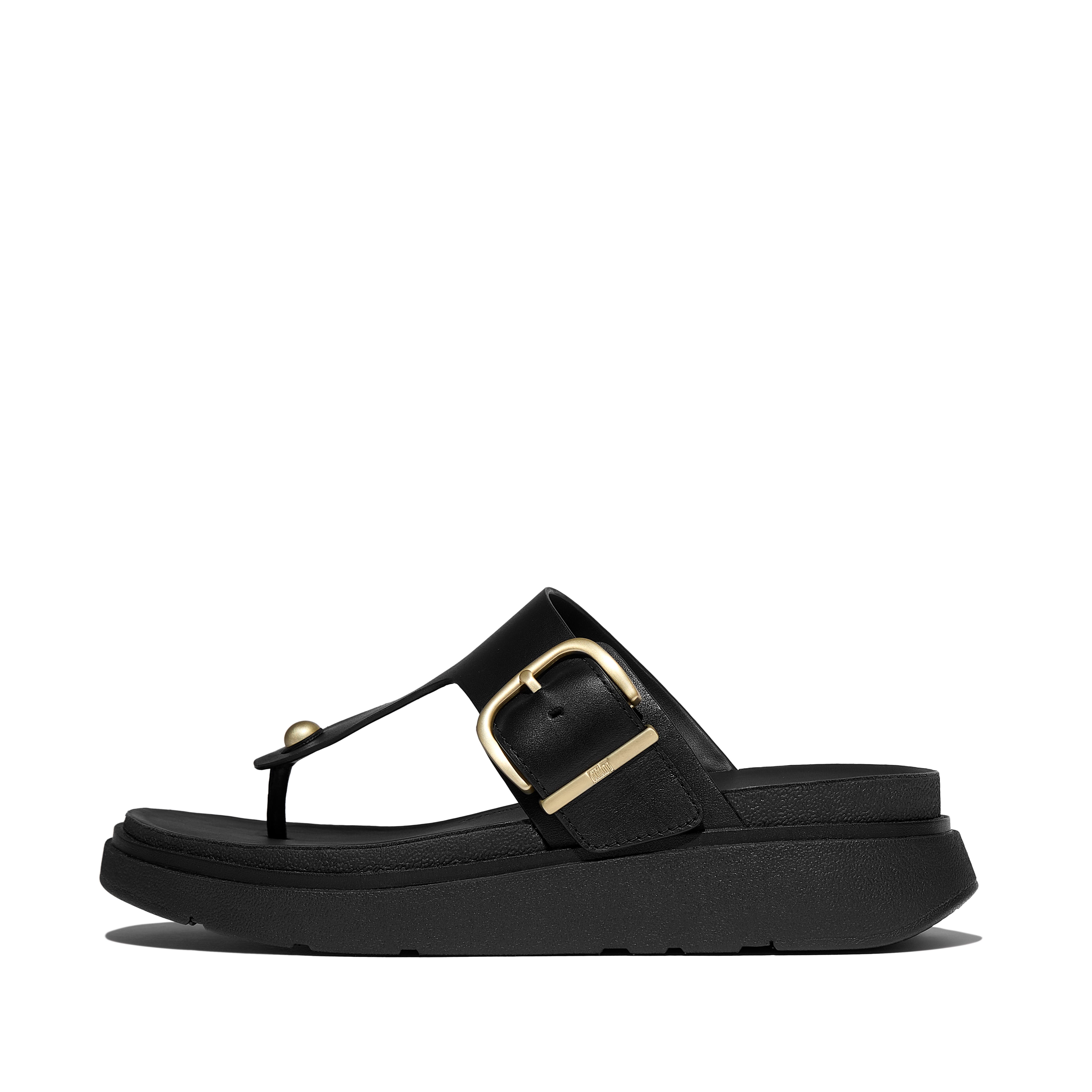 FitFlop Gen-FF Buckle lea Toe-Post, Alternate, color, Black