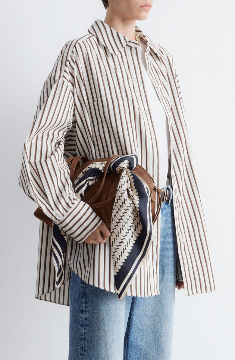 & Other Stories Stripe Oversize Cotton Button-Up Shirt, Alternate, color, White Dusty Light