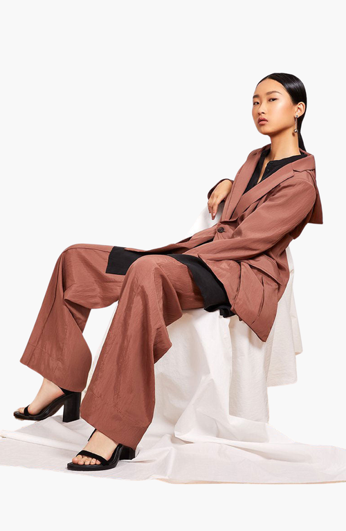 Caalo Removable Cargo Pocket Blazer In Brown