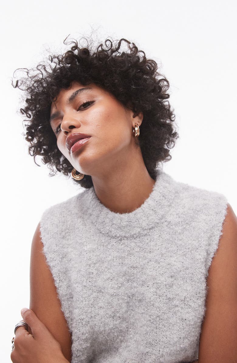 Topshop Bouclé Pullover Vest, Alternate, color,