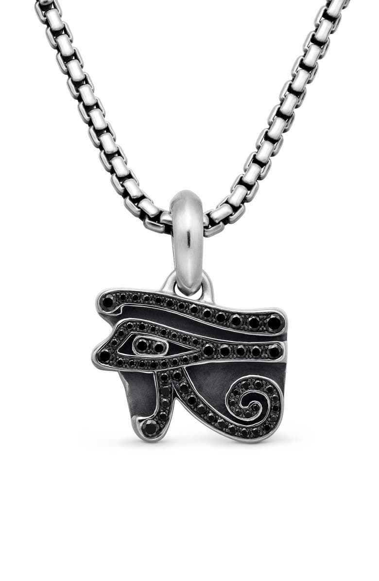 David Yurman Cairo Eye of Horus Amulet with Pavé Black Diamonds, Main, color, 