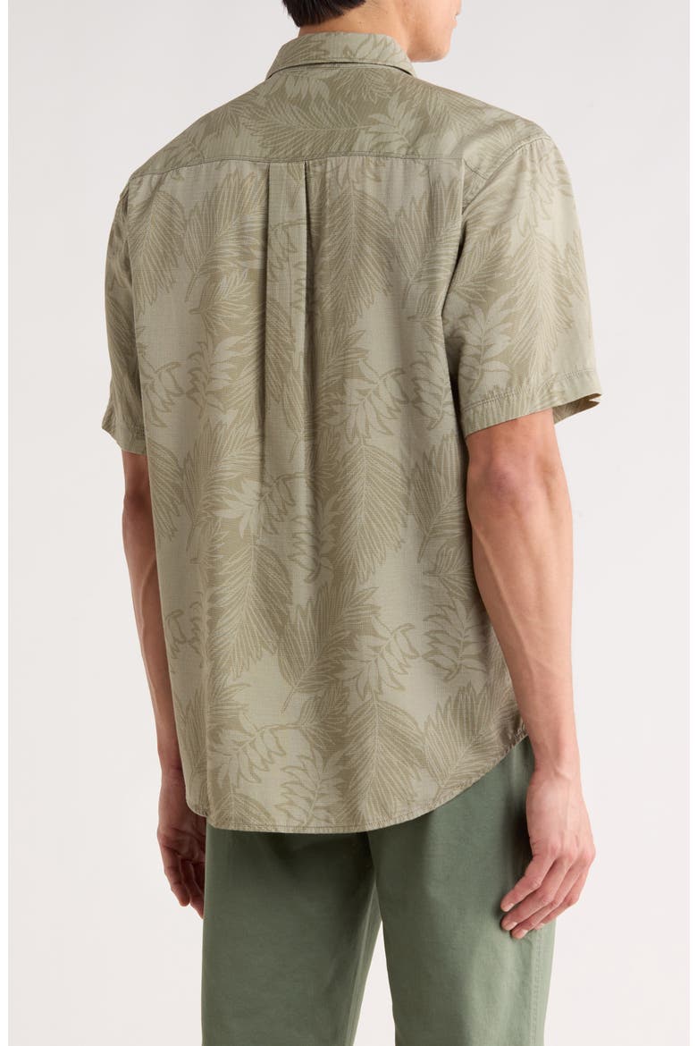 Luau Leaves Short Sleeve Button-Up Shirt, Alternate, color, DUSTY THYME