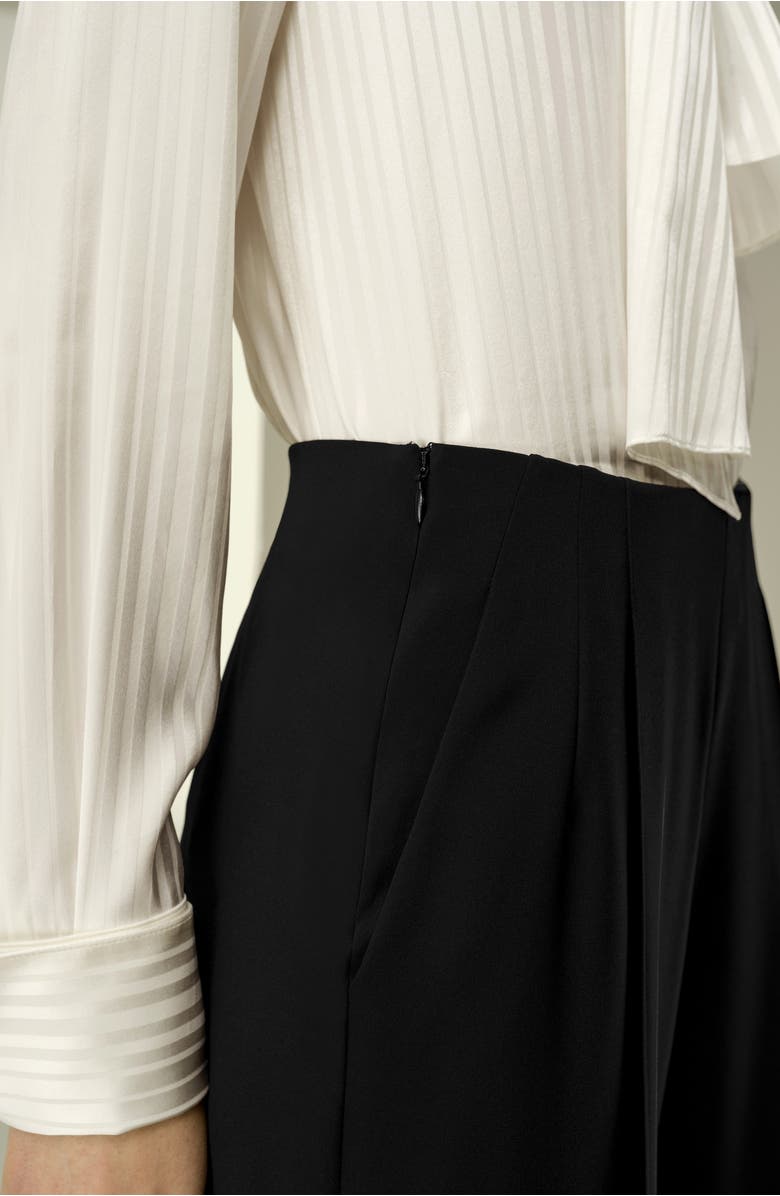 Lilysilk Silk-Wool Pleated Wide-Leg Trousers, Alternate, color, Black