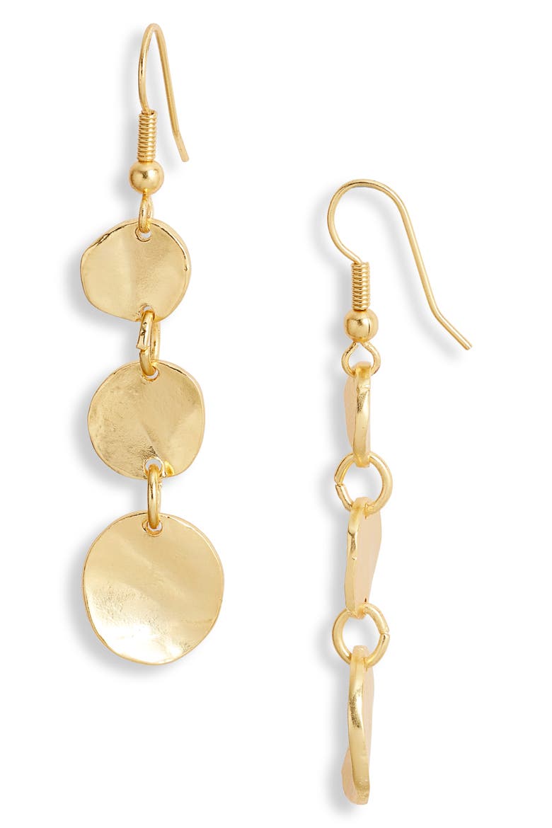 Small Coin Dangle Earrings, Main, color, GOLD