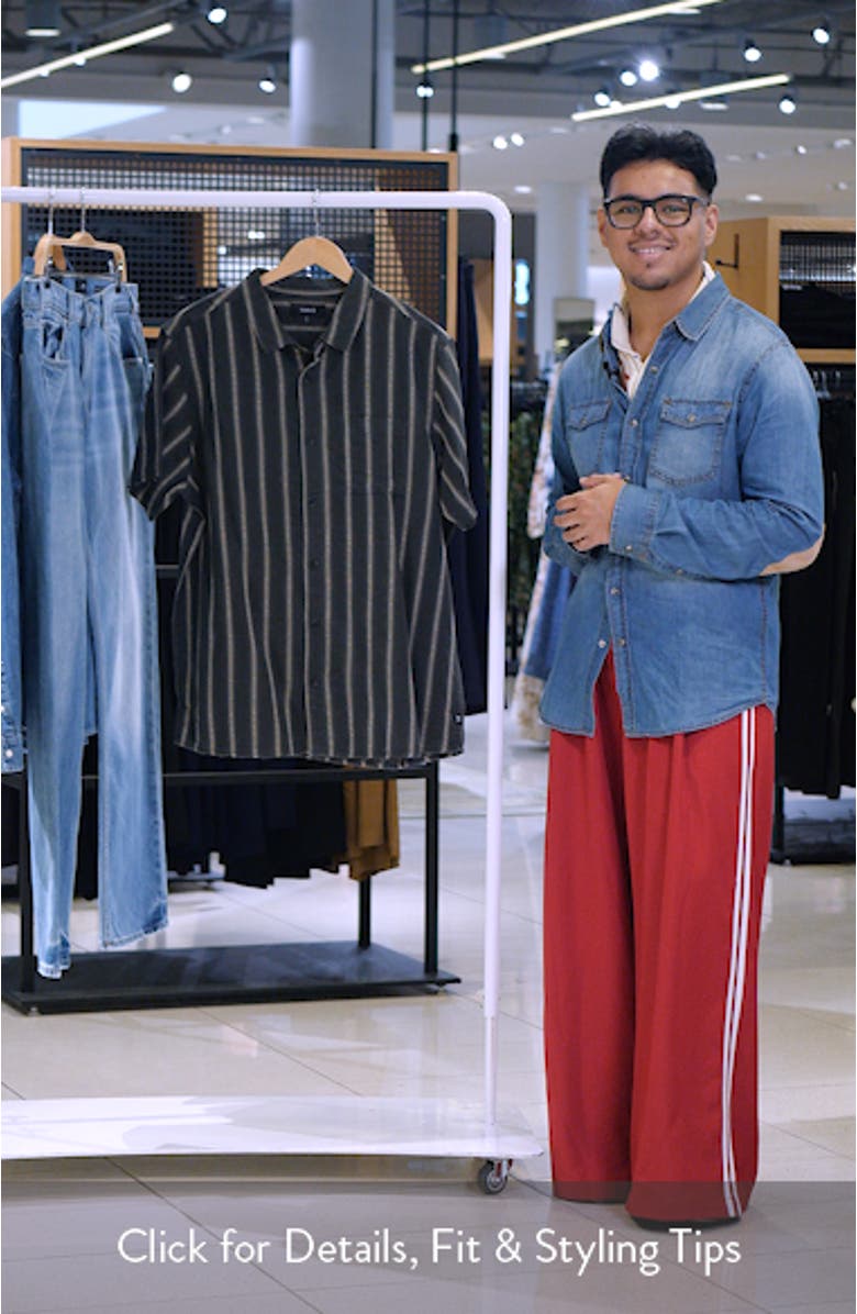 Crosswinds Short Sleeve Cotton Blend Dobby Button-Up Shirt, sales video thumbnail