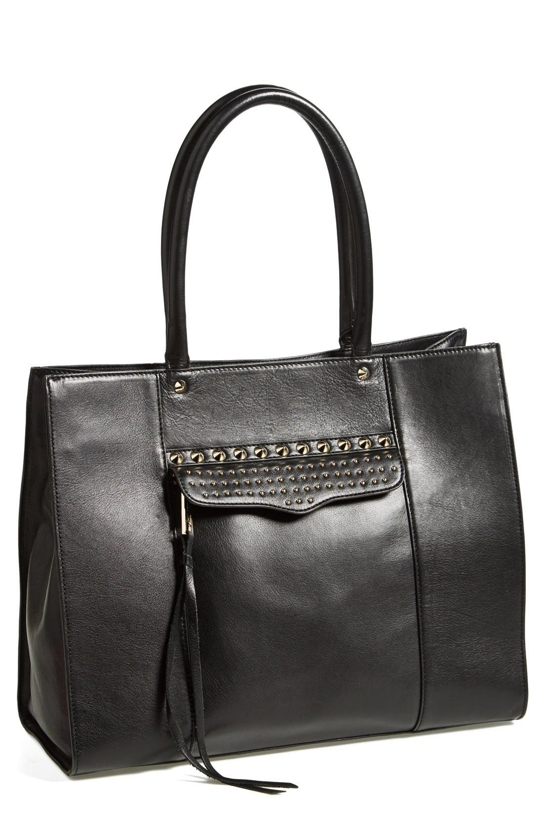 'Medium MAB' Studded Tote, Main, color, BLACK