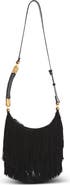 Balmain Ebene Suede Hobo Bag with Fringes