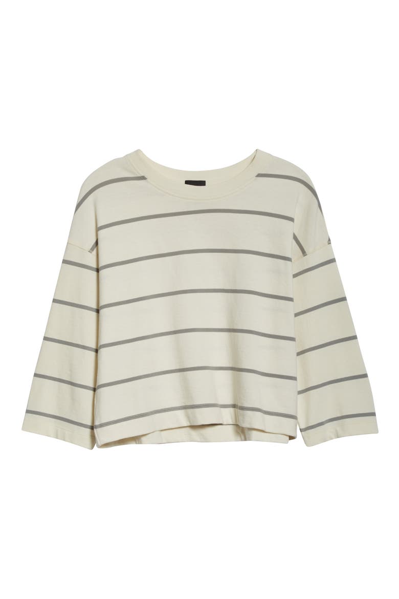 Stripe Sweatshirt, Alternate, color, CHALK/ SMOKE COMBO