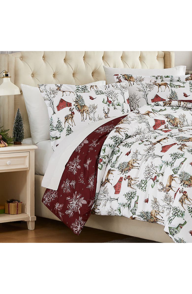 SOUTHSHORE FINE LINENS White Christmas Oversize Holiday Duvet Set, Alternate, color, White Christmas