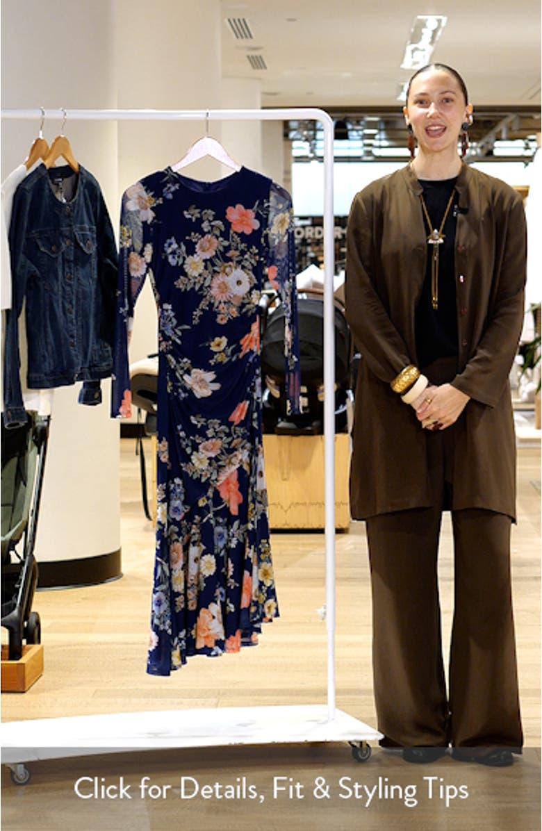 Floral Long Sleeve Mesh Body-Con Dress, sales video thumbnail