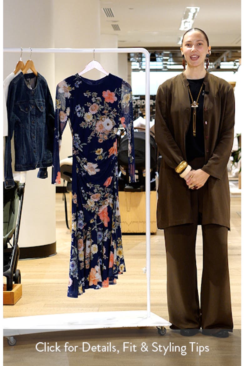 Floral Long Sleeve Mesh Body-Con Dress video