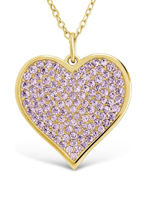 Amethyst & Cubic Zirconia Heart Pendant Necklace
