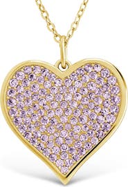 Sterling Forever Amethyst & Cubic Zirconia Heart Pendant Necklace