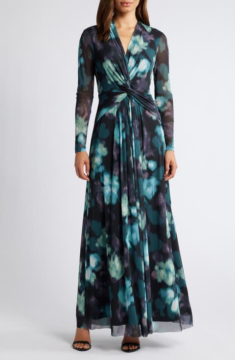 Twist Front Long Sleeve Maxi Dress