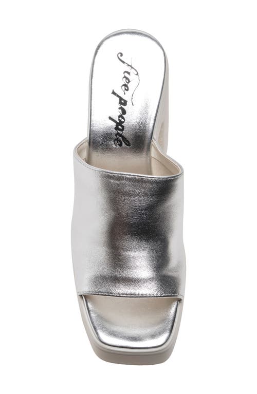 Free People Zoe Platform Slide Sandal In Silver Metallic