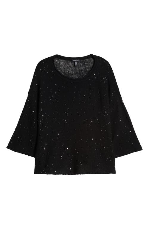 Eileen Fisher Scoop-neck Sequin Merino Wool Sweater In Black