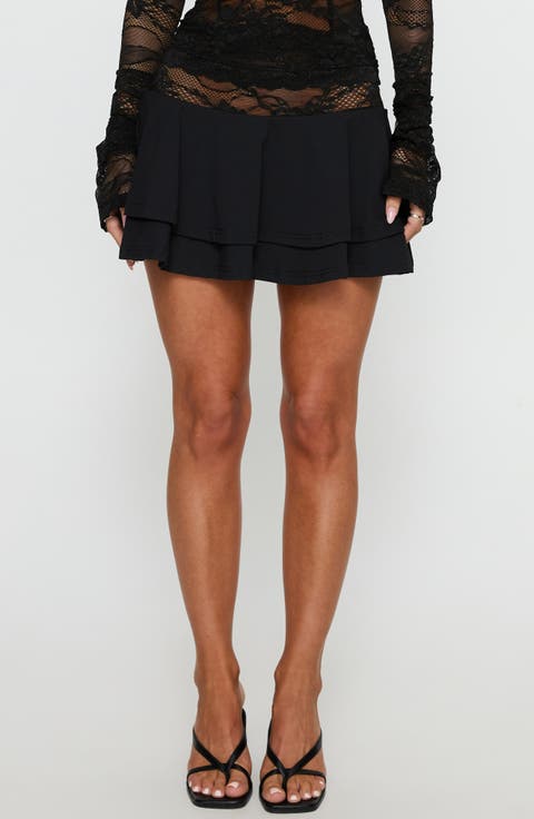 Kecia Sheer Lace Waistband Miniskirt